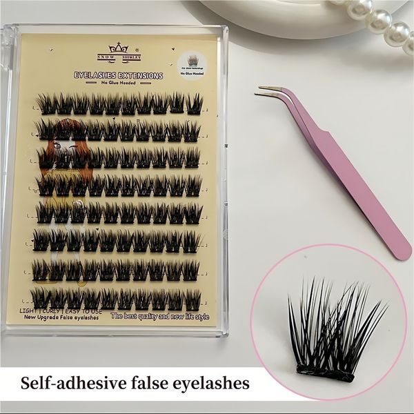 3D Self-Adhesive False Eyelashes (8 Rows) With Tweezers - Natural & Voluminous Look, Beginner-Friendly, Long-Lasting Hold, Perfect For Daily &am_voghion.com