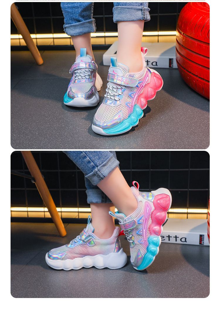 Kindersport 2024 Frühjahr/Sommer Neue atmungsaktive Mesh-Mädchenschuhe, leichte Laufschuhe mit weicher Sohle für Senioren_voghion.com