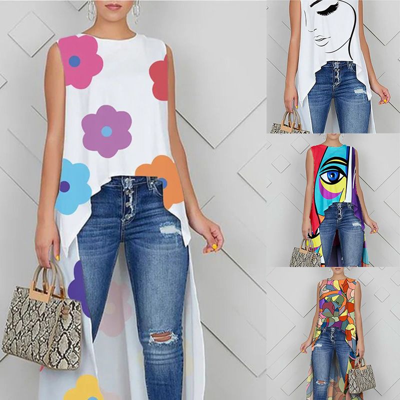 Women's Clothing Women's daily casual pattern fashion sleeveless shirt_voghion.com