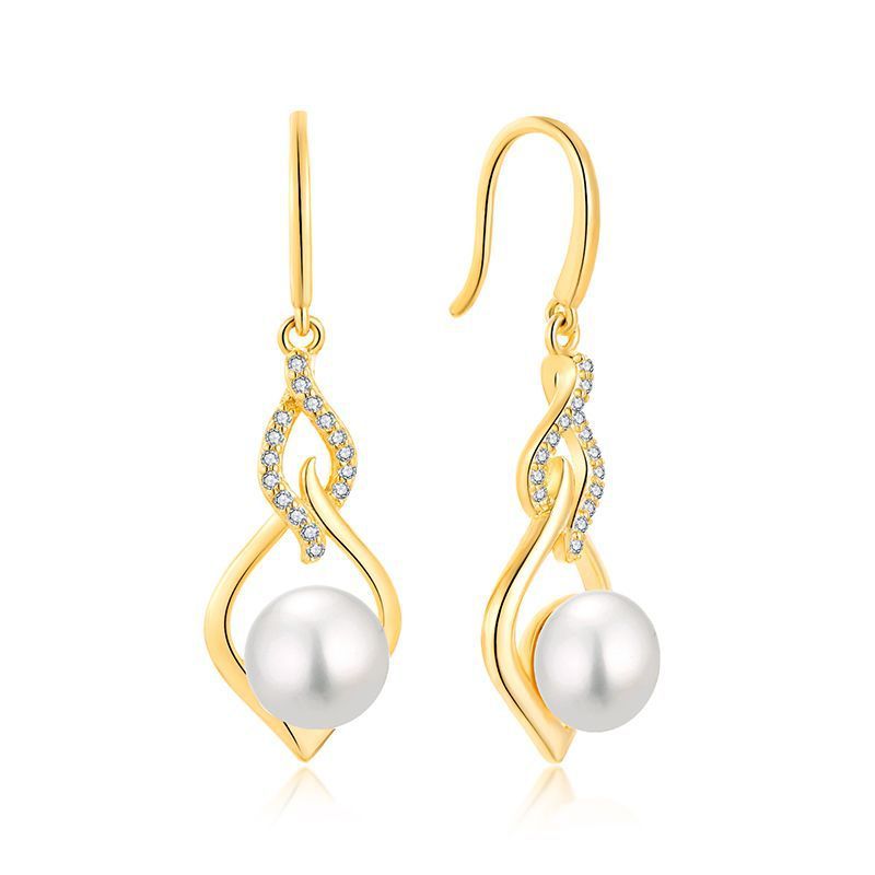 Geometric Freshwater Pearl Earrings Necklace Set Female Sterling Sier Light Fashion Clavicle Chain Jewelry_voghion.com