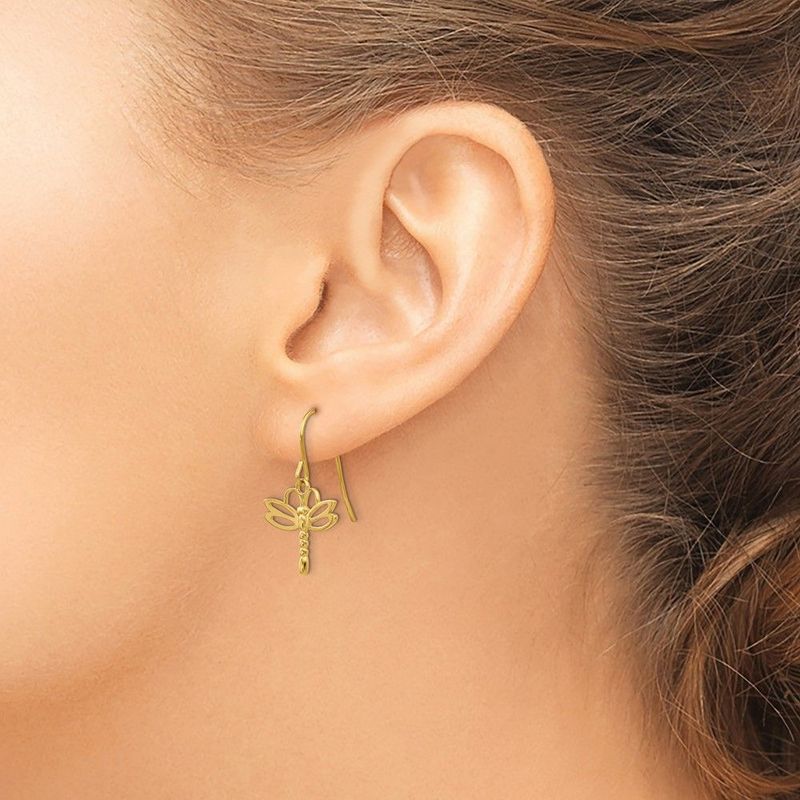 14k Dragonfly Shepherd Hook Earrings_voghion.com