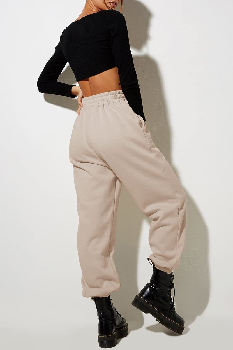 Pantaloni casual sportivi in tinta unita da donna con gambe larghe_voghion.com