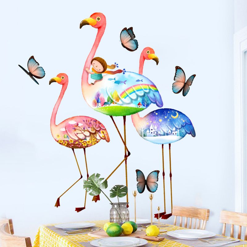Nordic style flamingo butterfly PVC frosted CH81015 living room entrance decoration wall sticker_voghion.com
