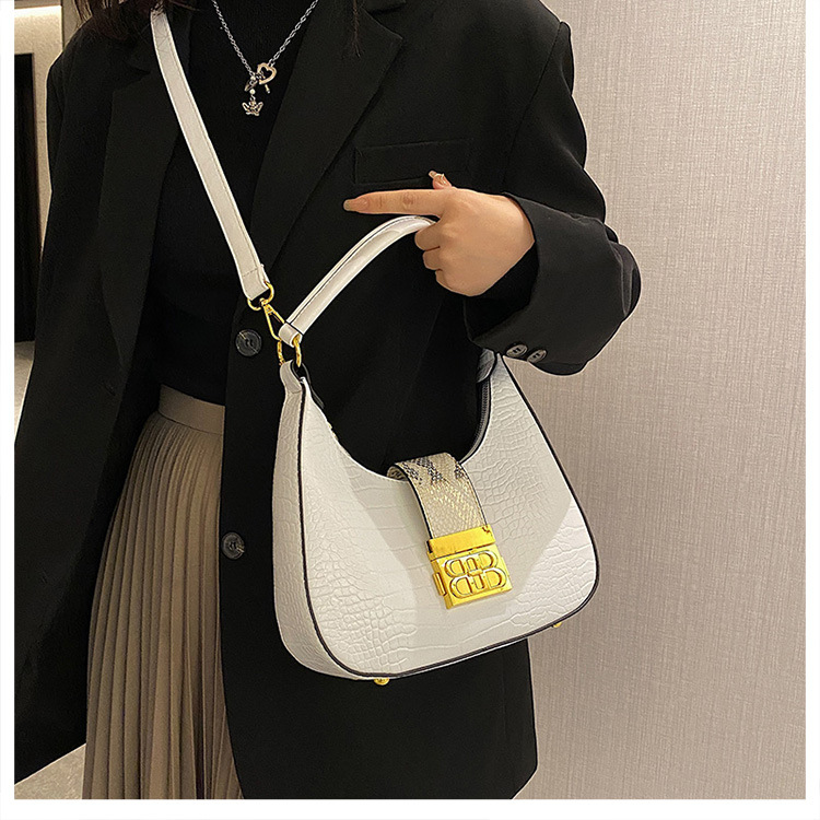 Cross-border women's bag 2023 new simple fashion shoulder bag retro crocodile pattern ladies underarm Messenger bag bags_voghion.com