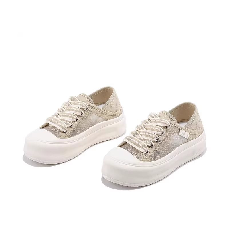 Xiaoxiangfeng Lace Traspirante Casual Board Per Le Donne 2024 Estate Nuovo Mesh Versatile Sport Due Su Scarpe Bianche_voghion.com