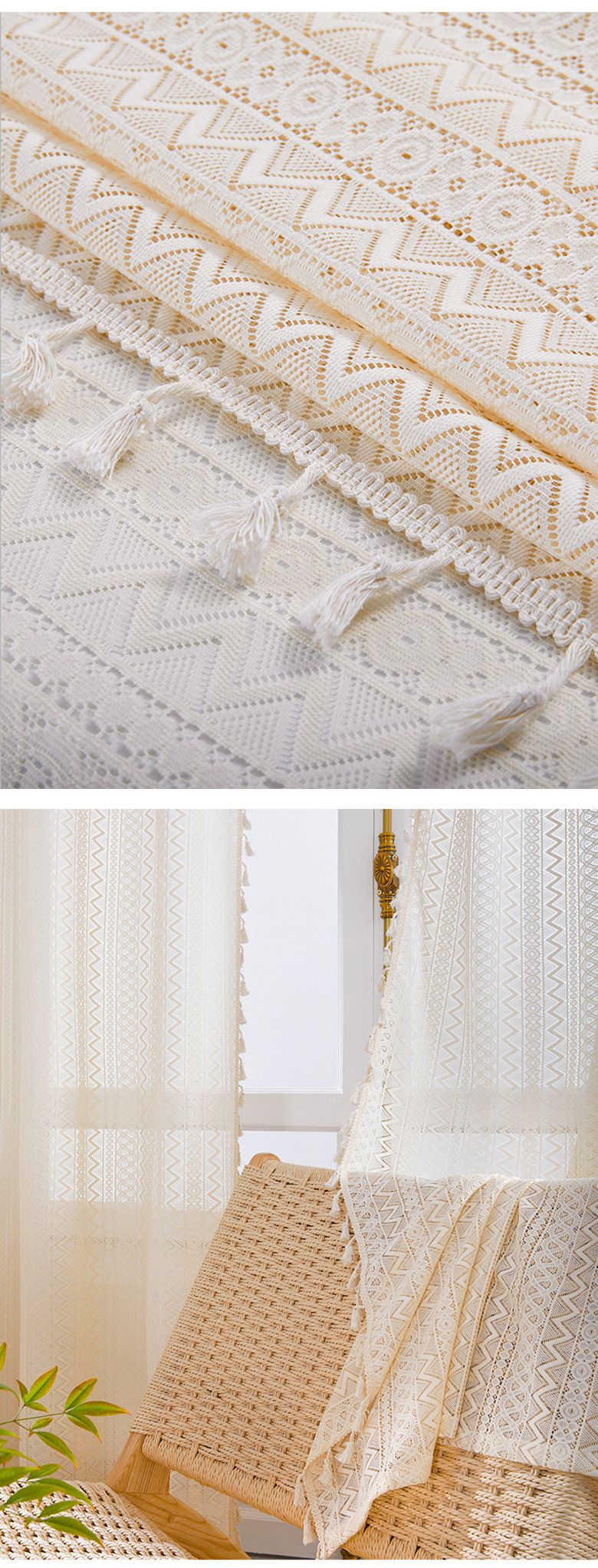 Modern Sheer Curtains For Living Room & Bedroom - Light Filtering Polyester, Eyelet Design, 140x160/200/260cm (Green, Beige)_voghion.com