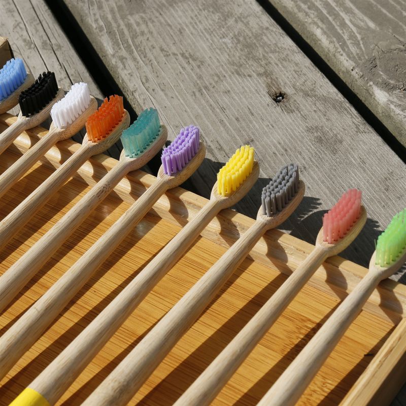 Round tail charcoal soft bristles, small round spine bamboo biodegradable toothbrush, single independent packaging_voghion.com