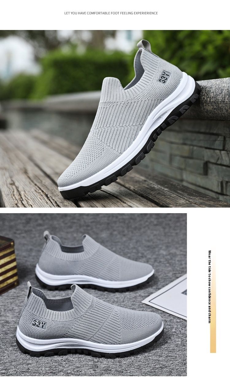 Flying Weaving 2024 One Step Lazy Anti slip Soft Sole Casual Solid Color Sports Shoes Men's_voghion.com