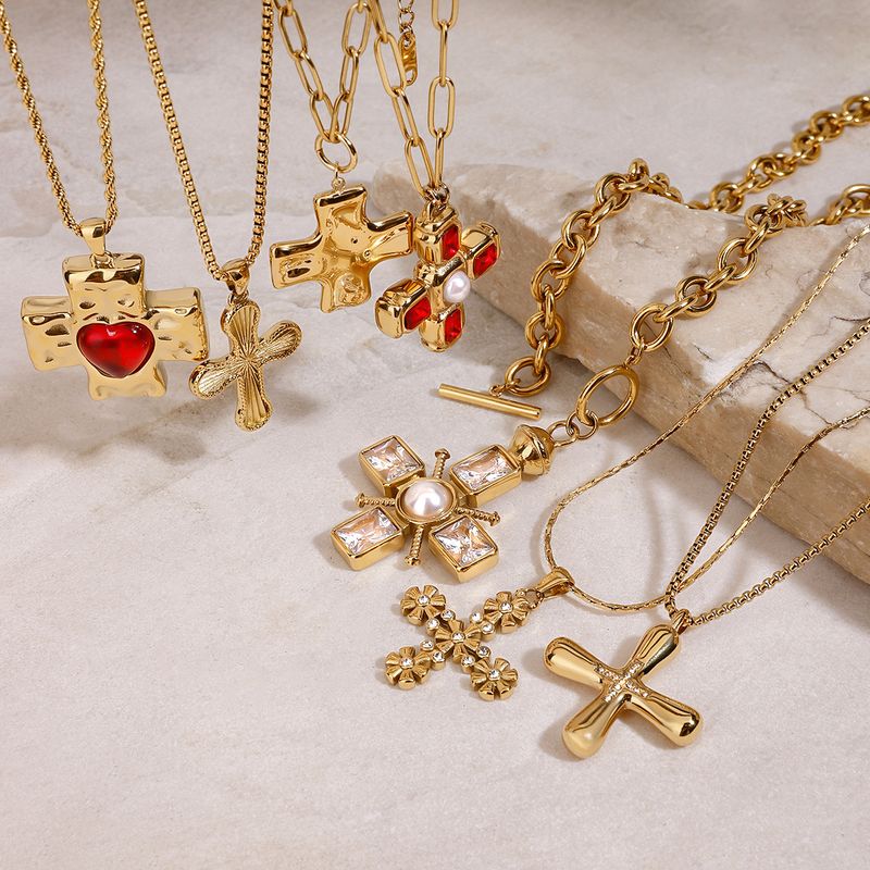 Women's Jewelry Stainless Steel Cross Pendant Necklace Hypoallergenic Durable Layering Chain Minimalist Elegant Gift For Her_voghion.com