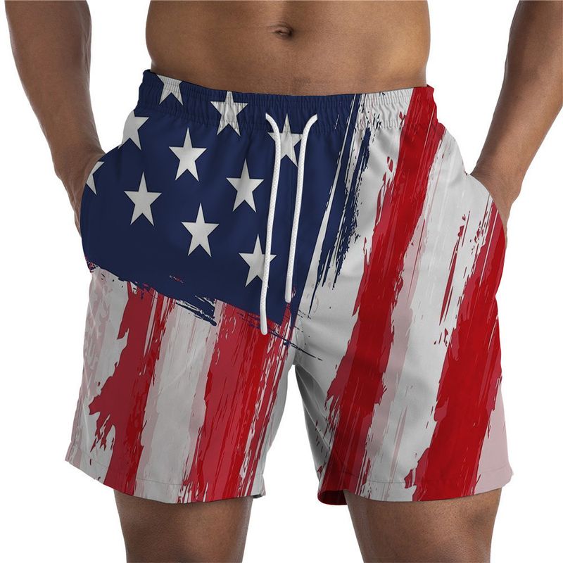 Unbeatable Quality Summer Men's Shorts For Independence Day In The United States; Victory Day&National Flag Statue Of Liberty Eagle 3D_voghion.com