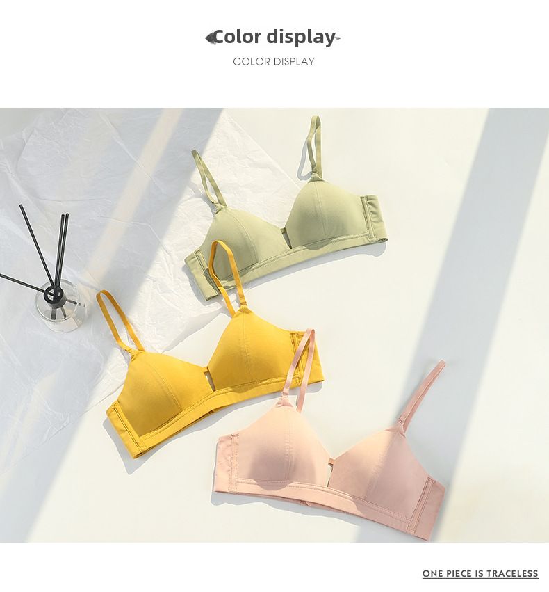 Wireless pure cotton modal French triangle cup underwear women's wireless small chest push up special thin bra_voghion.com