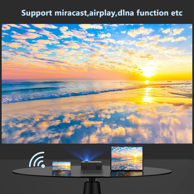 YT100 Wireless Mobile Phone Mini Full HD Video Projector, Portable Outdoor Indoor Projector_voghion.com