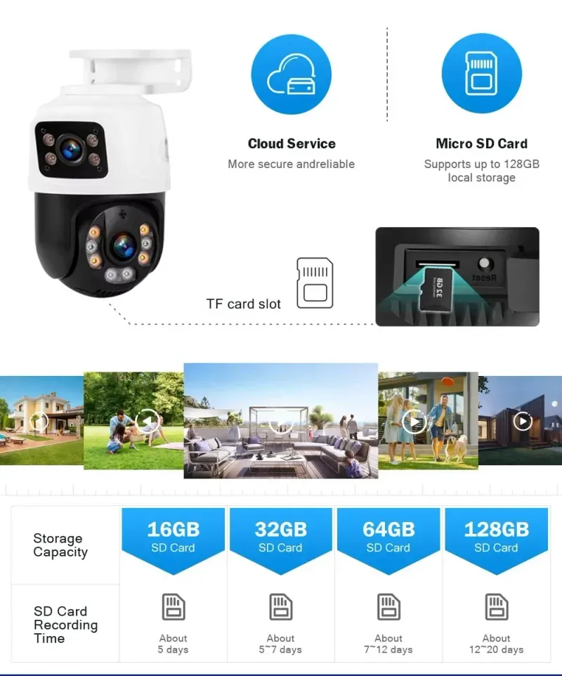 8MP 4K-objektiv POE PTZ Doble skjermer Smart hjem 360° kablet videoovervåking IP-kamera Bevegelsesdeteksjon CCTV ICsee_voghion.com