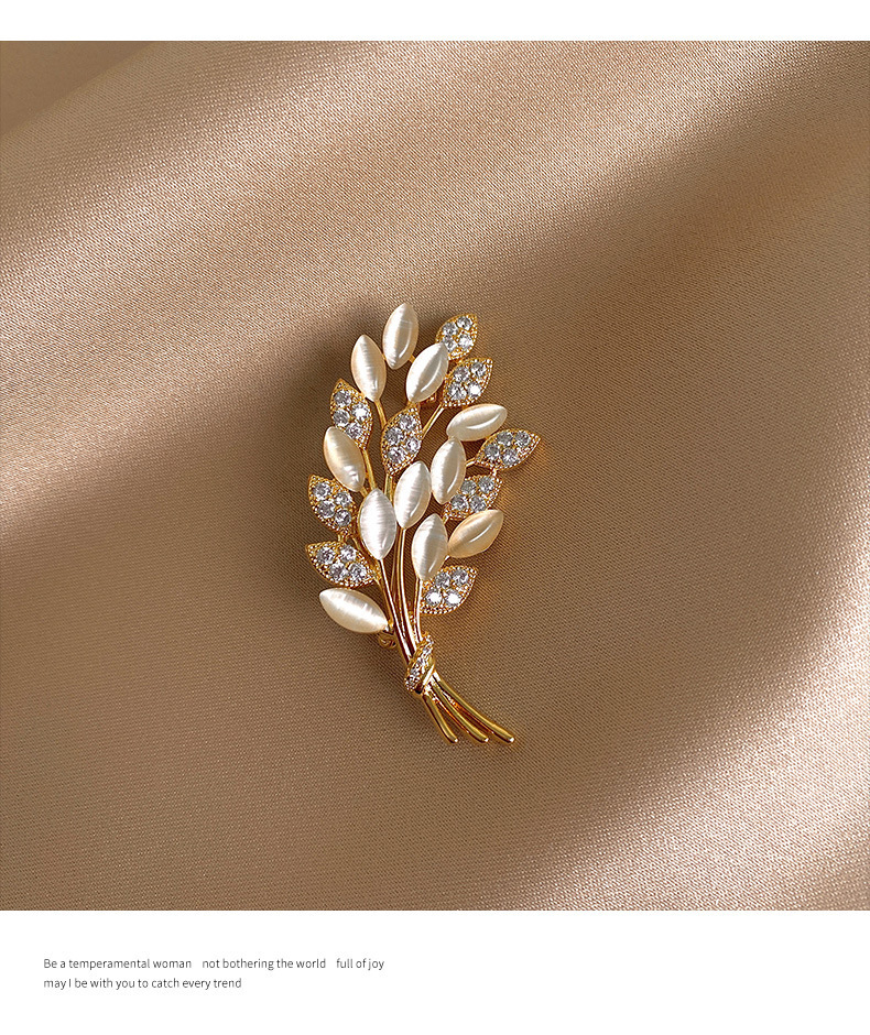 opal Wheat Ear High-end Brooch Women's Design Sense Niche Luxury Brooch Pin Buckle With Jewelry_voghion.com