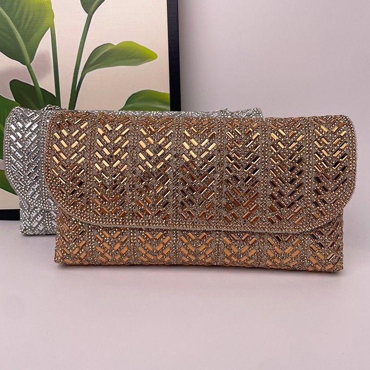 Modische Partykleid-Clutch mit Strasssteinen für Hochzeiten, Abend-Umhängetasche_voghion.com