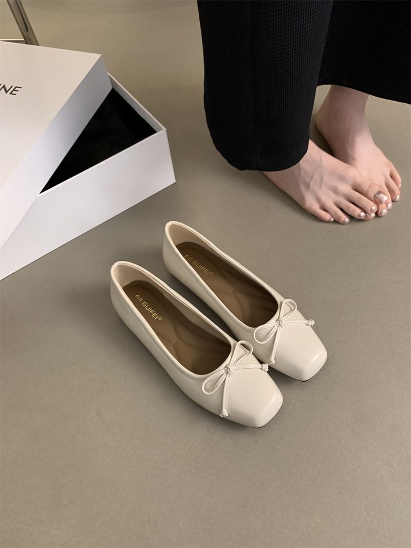 Damenmode lässig neue quadratische Kopf flache Schuhe_voghion.com