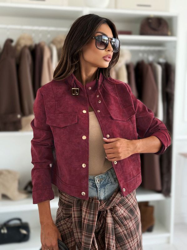 Women's Zip-Up Suede-Like Jacket – Trendy Sleeveless Top With Princess Sleeves & Polo Collar_voghion.com