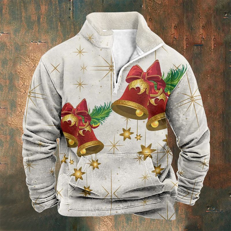 2024 Herfst/Winter Kerstman Nieuw Product Heren Lange Mouw Knoop Vest Bedrukte Modetrend_voghion.com