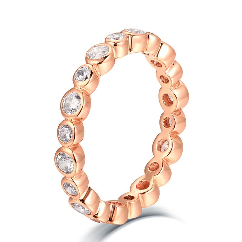 Full Diamond Row Ring - 925 Sterling Silver Rose Gold/Platinum Plated Ring_voghion.com
