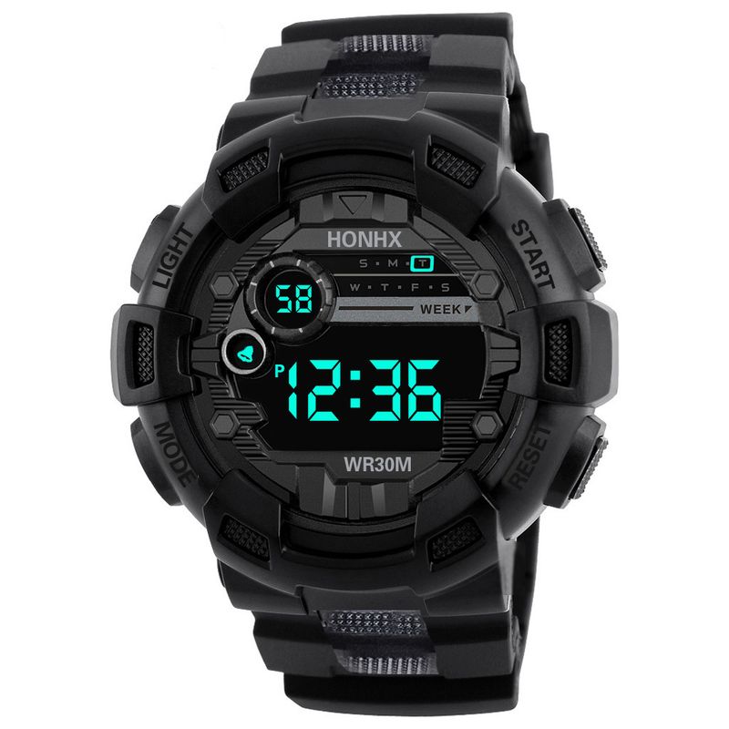HONHX Men's Sports Waterproof Multifunctional LED Electronic Watch For Students_voghion.com