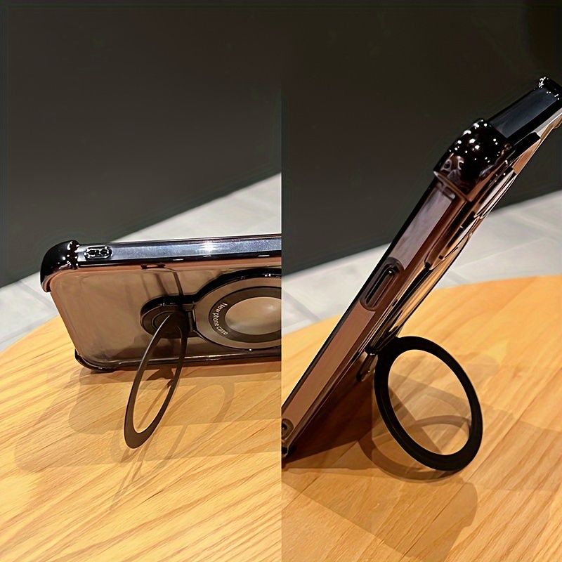 Electroplating Clear Kickstand Case for iPhone 13 12 Pro Max 14 15 Plus with Magnetic Bracket Holder Mobile Phone Shell_voghion.com