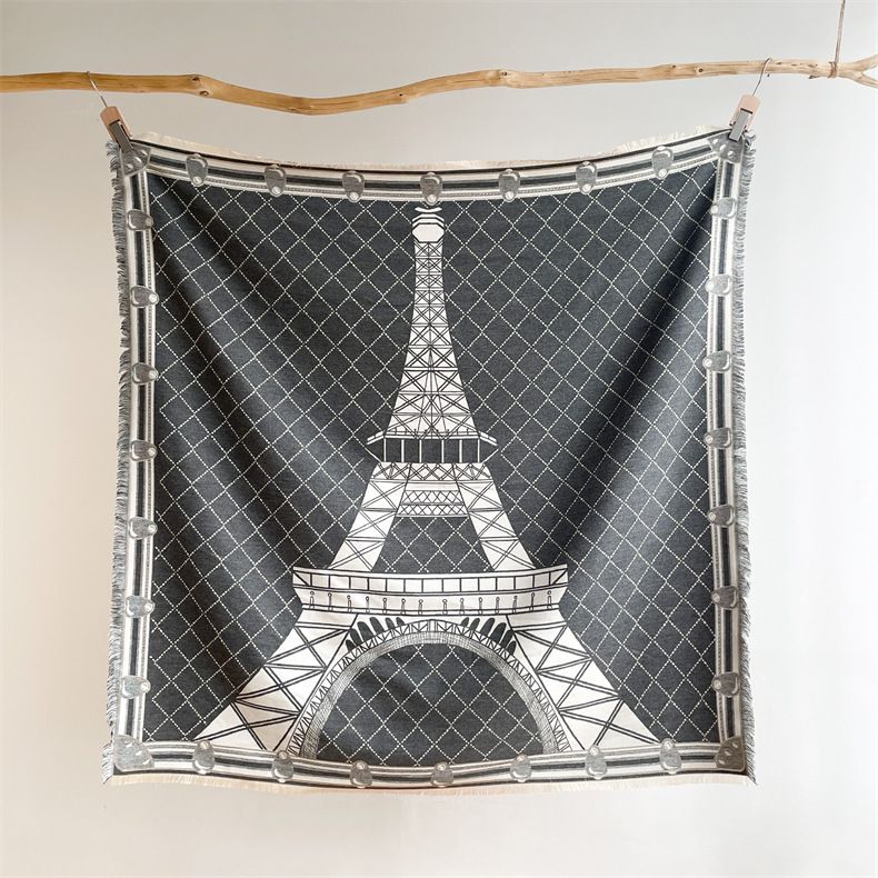 Sciarpa in stile retrò, scialle versatile in cashmere caldo a torre invernale, sciarpa quadrata, scialle bifacciale da donna_voghion.com