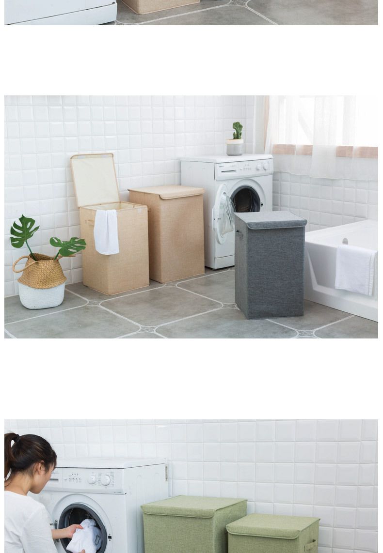 Storage Holders Cotton And Linen Dirty Clothes Storage Bucket Washable Covered Multifunctional Clothing Large Cotton And Linen Storage Box_voghion.com
