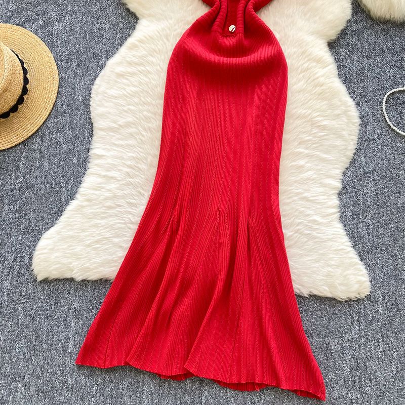 Damenbekleidung Leichtes Luxus-High-End-Strickkleid für Frauen im Sommer, schlankmachendes Design, Temperament, schicker Fischschwanz-Langrock_voghion.com