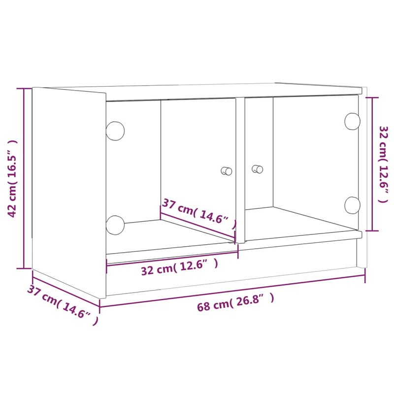 TV-Schrank Mit Glastüren Weiß 68x37x42 Cm_voghion.com