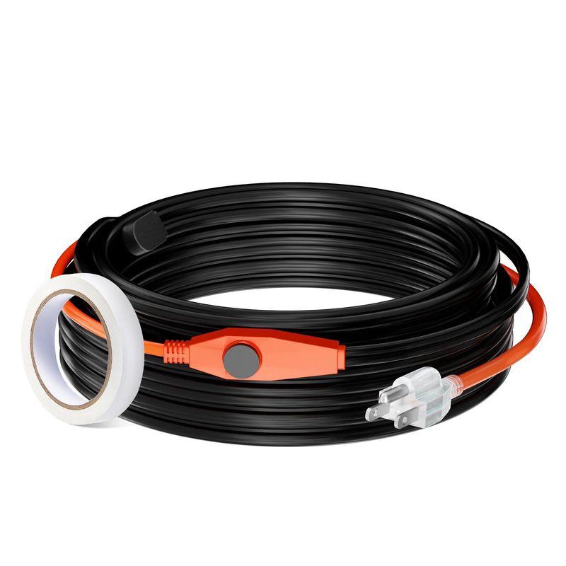 Pipe Heating Cable 60FT 7W/FT Heat Tape For Pipes With Built-in Thermostat_voghion.com