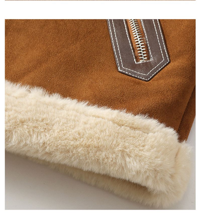 2024 Winter New Men's Sheepskin Shearling Jacket Thickened Fleece Lined Motorcycle Leather Coat_voghion.com