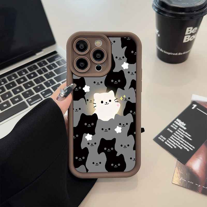 Custodia in silicone con simpatico gatto dei cartoni animati per Xiaomi Redmi Note 13 12 Pro Plus 5G 12S 11S 11 10S Redmi 12 13 13C 14C Cover morbida antiurto_voghion.com