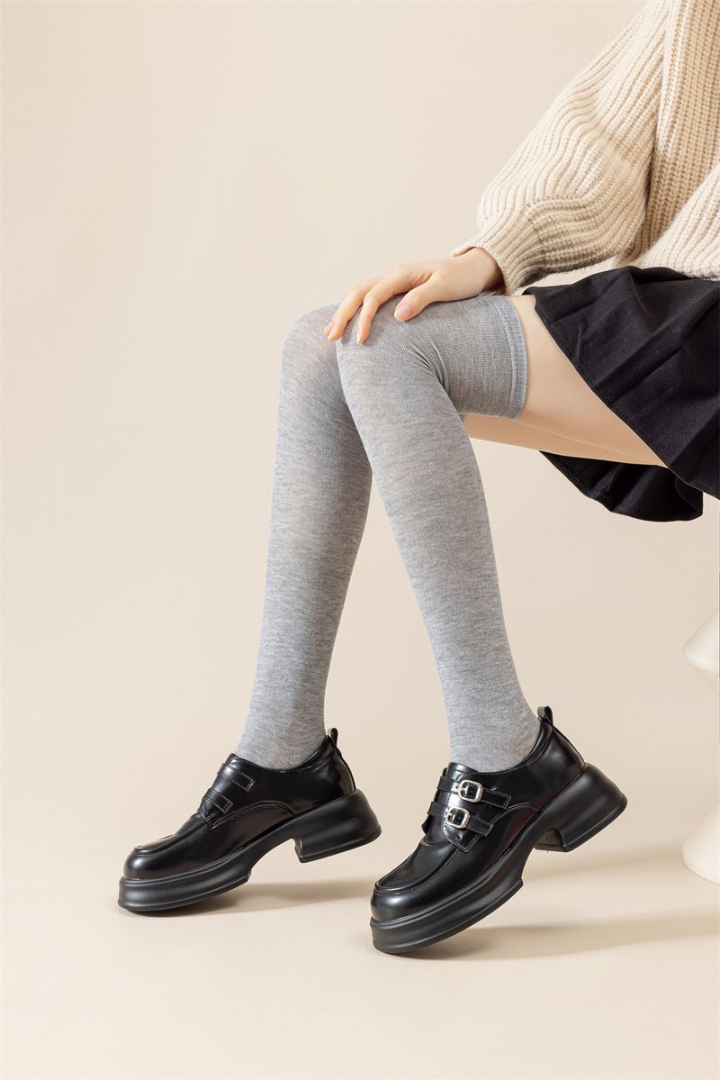 Women's socks women's over-the-knee stockings solid color ins style fashion socks_voghion.com