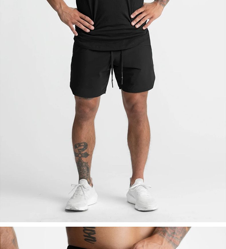 TAILLE AMÉRICAINE Hommes Gym à séchage Rapide Short de Jogging Fiess Entraînement Pantalon Court Homme Sport Décontracté Musculation Survêtement_voghion.com