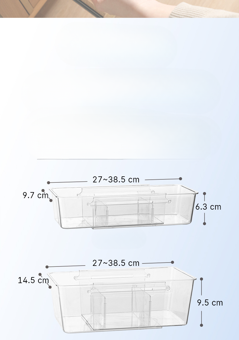 Transparent drawer with expandable storage partition organizing box, kitchen utensil classification storage, cosmetics_voghion.com