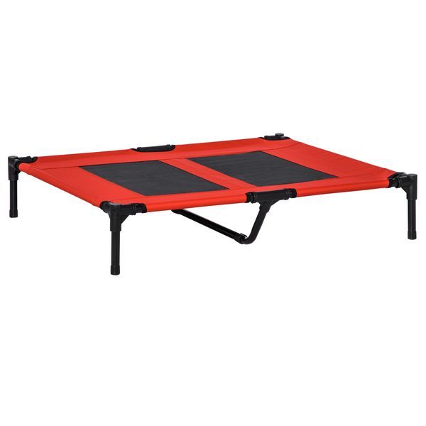 PawHut 36' X 30' Elevated Cooling Dog Cot Pet Bed With Mesh Ventilation For Summer Comfort Red_voghion.com