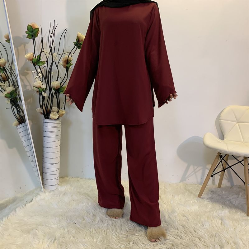 Two-pieces Abaya Turkish Kimono Tops Pants Muslim Dress Abayas Hijab Robe Dubai Caftan Kaftan Islam Clothing For Women Fashion_voghion.com