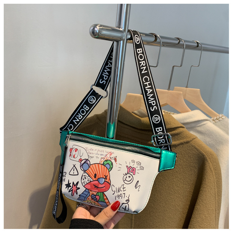 Klengbeutel 2024 Nei moudesch a léif Crossbody Këschtbeutel Kleng Taillebeutel Fräizäit Bounce Bag Faarweg Graffiti Klenge Rucksak fir Fraen_voghion.com