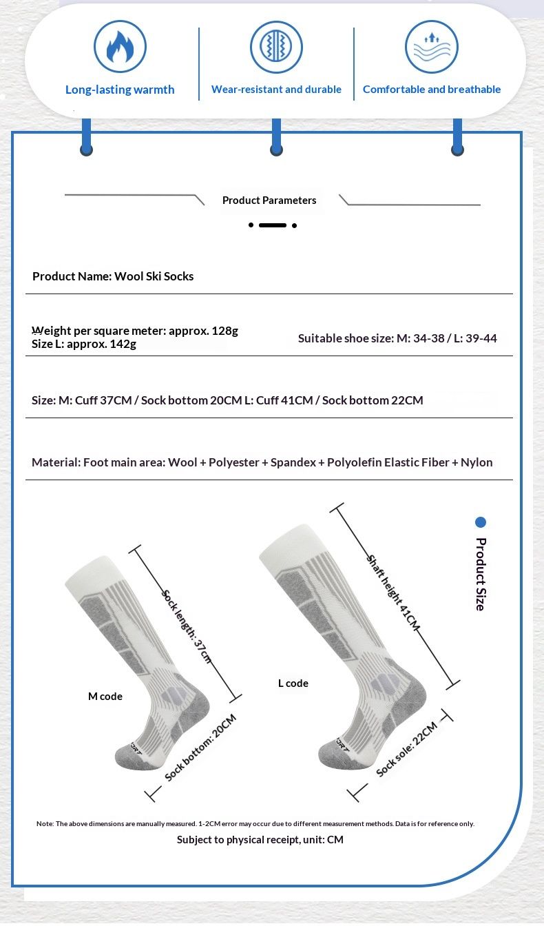 Chaussettes hautes Surge Surge Autumn antidérapantes, chaudes et épaisses, idéales pour le ski, la randonnée et le trekking en laine mérinos._voghion.com