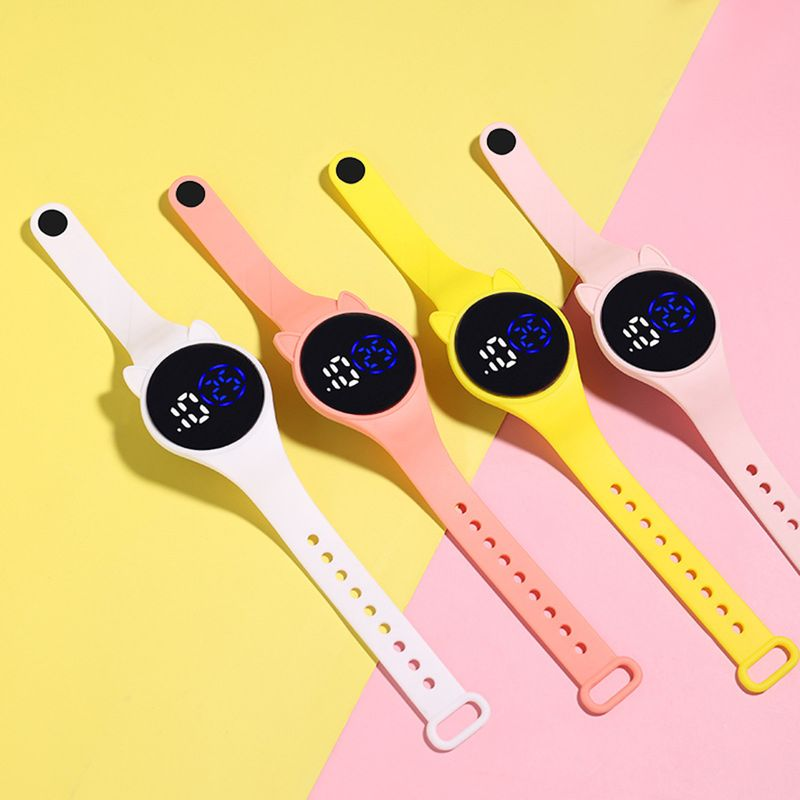 Xinweiqing Electronic Watch Luminous Swimming Round Dial Cartoon Cat Ear Sport LED Digital Bracelet for Student_voghion.com
