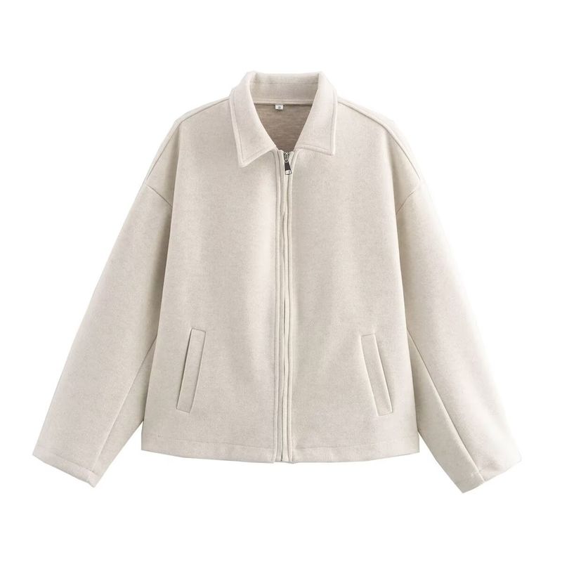 Trendiger Mantel aus Wollmischung mit Reißverschluss für Damen – Herbstmodische Oberbekleidung in Beige, Dunkelgrau, Dunkelbraun und Weinrot – Größen S/M/L_voghion.com