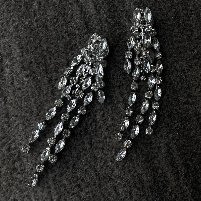 Estilo coreano elegante joias inteligentes diamante brincos longos feminino rosto fino diamante corrente brincos de borla brincos_voghion.com