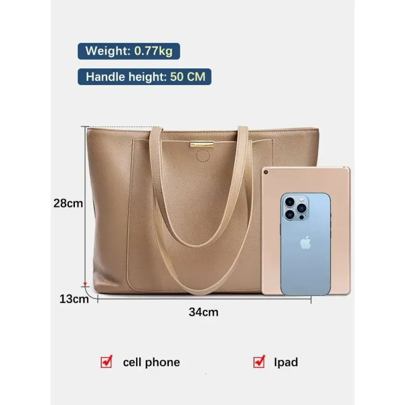 Soft Leather Designer Handbags Large Capacity Women's Tote, Ladies Bag With Front Pocket - Ideal For Notebook, Phone &_voghion.com