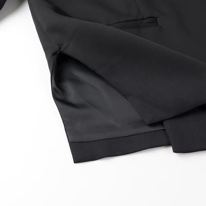 Giacca blazer oversize da donna - Classico cappotto a maniche lunghe con revers a lancia e tasche, in poliestere, casual, da lavoro o da ufficio (nero/grigio/kaki, S/M/L)_voghion.com