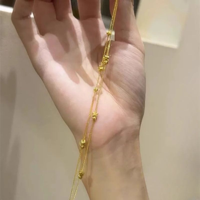 High-Value Elegant Double-Layer Bracelet For Women With Star And Round Beads, Korean Style Sweet Hand Jewelry, Versatile_voghion.com