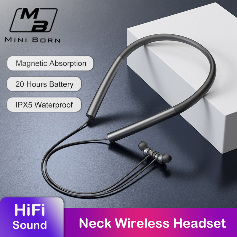 Mini Born į ausis įdedamos ausinės Belaidės ausinės Bluetooth5.0 Ausinių kaklo juostelė Ausinės Kaklo Kabantys Ausinės Neįdedamos ausinės Minkštas silikonas IPX5 Waterpro_voghion.com