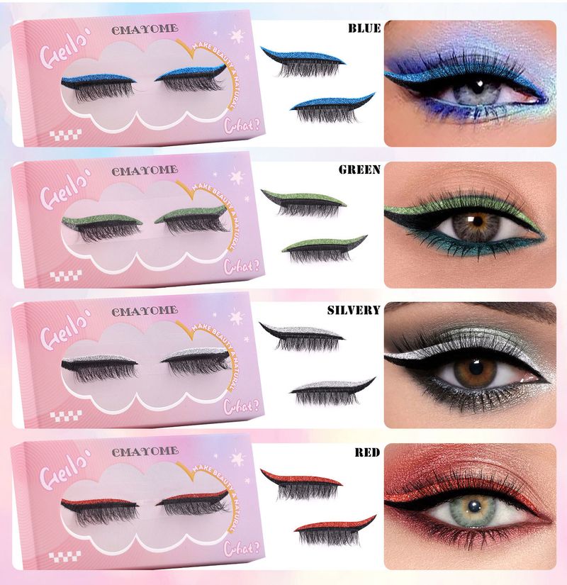 False Eyelashes New Self Adhesive Color Eye Makeup Eyeliner False Eyelashes Party Festival Eyeshadow Stickers Natural Eyelashes_voghion.com