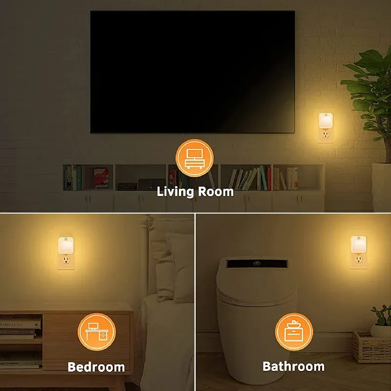 Sensore di movimento con lampade a LED con spina UE, luce notturna wireless per bambini per comodino_voghion.com