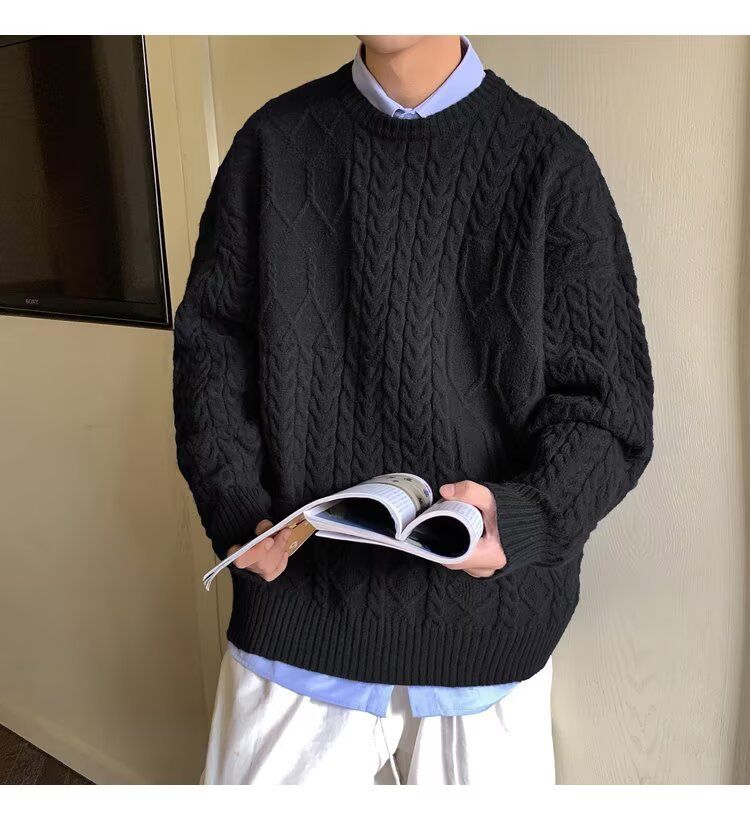 Twist Strickpullover Herren Einfarbige Basisschicht Herbst Winter Warme Freizeitjacke Trendy_voghion.com