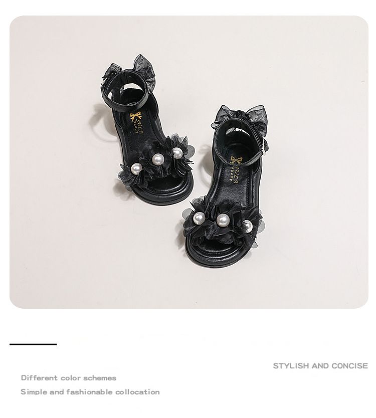 Sandali da principessa con perle alla moda per ragazze per madre e bambino 2024 scarpe da spiaggia aperte in punta per bambini nuovi estivi scarpe romane per bambine_voghion.com